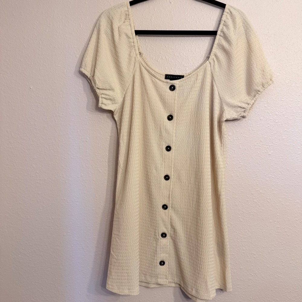 Sanctuary Womens Cream‎ Textured Button Front Mini Dress CD1697NC1 Size M